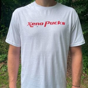 White Xenopucks tee shirt